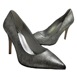 White House Black Market Silver Suede High Heel Pumps Size 7